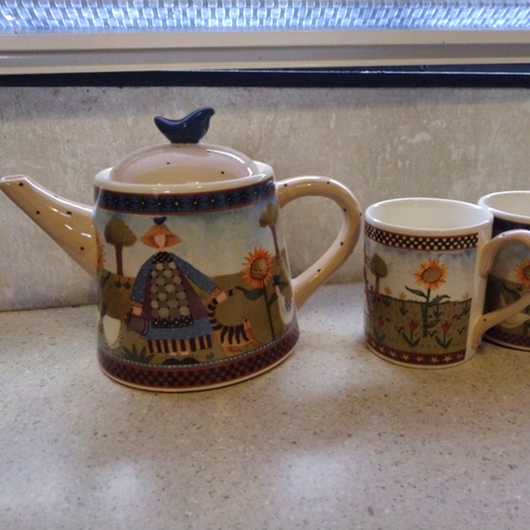 Williraye Studio Watering Can Teapot and Mugs 1999 - Picture 2 of 14